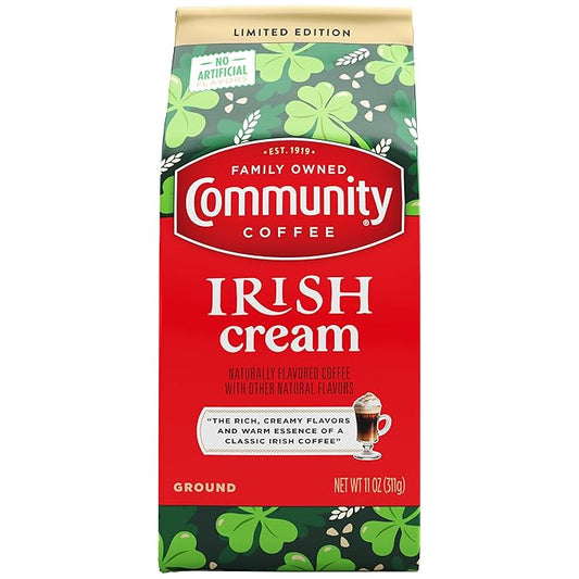 Community Coffee Irish Cream Flavored Ground Coffee, Medium Roast, 11 oz Bag