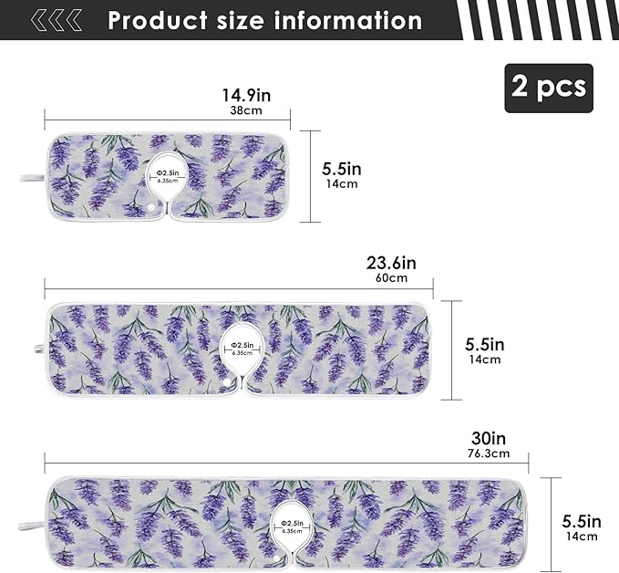 Kitchen Faucet Absorbent Mat,Lavender Flower Water Splash Guard for Sink, Faucet Drip Catcher Thicken Sponge Microfiber Faucet Water Catcher Mat Sink Absorbent Mat for Kitchen 30x5in 2 Pack