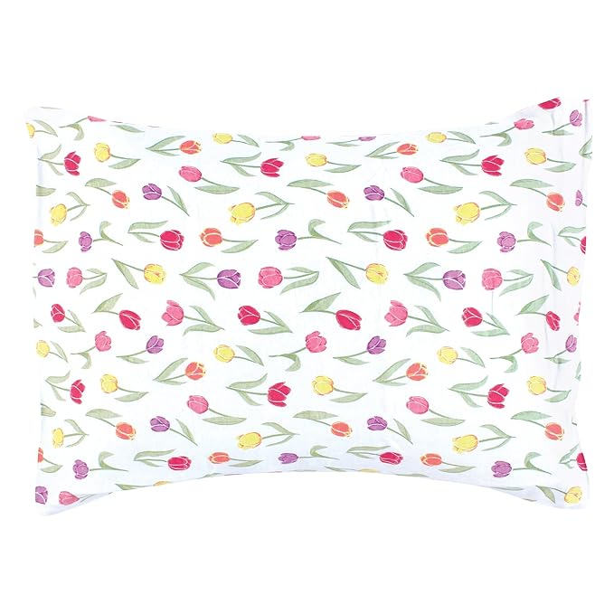 Hudson Baby Unisex Baby Cotton Toddler Pillow Case, Spring Tulips, One Size