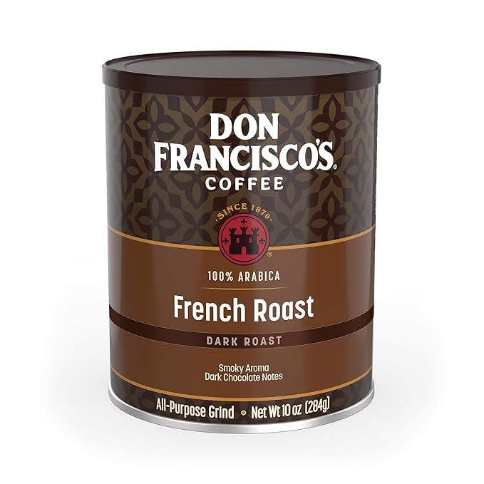 Don Francisco's Premium French Dark Roast Ground Coffee: Rich, Aromatic 100% Arabica Beans - Family Crafted Flavored Coffee for a Delightful Morning Brew (10 oz Can)
