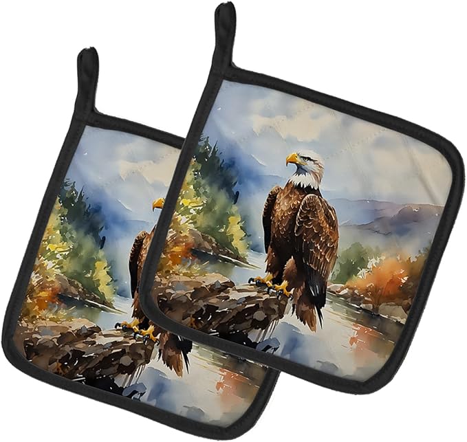 Caroline's Treasures Eagle Pair of Pot Holders Kitchen Heat Resistant Pot Holders Sets Oven Hot Pads for Cooking Baking BBQ, 7 1/2 x 7 1/2