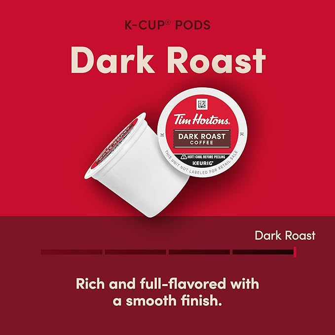 Tim Hortons Dark Roast Coffee, Single-Serve K-Cup Pods Compatible with Keurig Brewers, 32ct K-Cups,Red (Pack of 2)