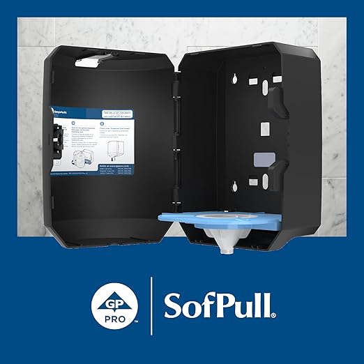 Georgia-Pacific SofPull Centerpull Junior Capacity Paper Towel Dispenser by GP PRO, Black, 58008B, 1 Dispenser, 7.78" D x 6.81" W x 10.5" H