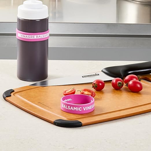Restaurantware Silicone Squeeze Bottle Band 10 Count 2.75 Inch Dishwasher Safe Condiment Identification Band, Balsamic Vinegar Purple Non-Slip Band for Condiment Labeling at Restaurants, Food Trucks