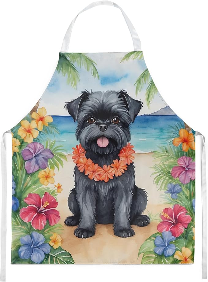 Caroline's Treasures Affenpinscher Luau Apron Cooking Kitchen Server Baking Crafts Gardening for Adult Women Men, Unisex, Large, Multicolor