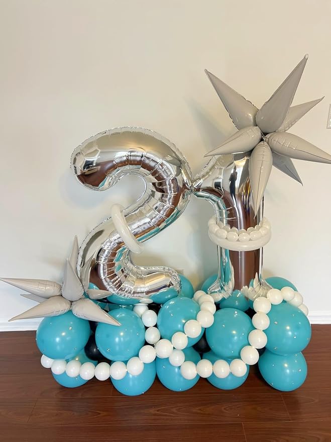 40 Inch Large Numbers Balloon, 4 Silver Ballon for 4th 14 40 44 Birthday Party, Balloon 4 Number for Graduations Wedding Supplies
