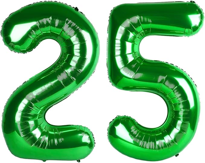 Number 25 Balloons, Dark Green 52 Balloon Numbers 40 Inch for Women Men, Birthday Decorations for 25th Photo Prop, Big Events, School Class Party