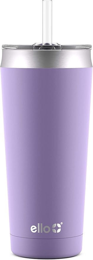 Ello Beacon Vacuum Insulated Stainless Steel Tumbler with Slider Lid and Optional Straw, 24 oz, Lavender (Pack of 6)
