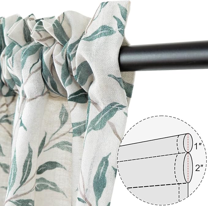 VOGOL Natural Curtains & Drapes for Living Room, 54 Inch Length Lovely Leaves Pattern Window Treatment, Rod Pocket Top for Living Room Bedroom Kitchen, 42 x 54 Inch, 2 Panels
