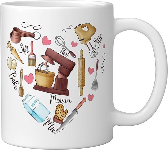 Baker Cooking Culinary Pastry Chef Baking Cook Bake Love Ceramic Mug, White