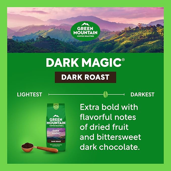 Green Mountain Coffee Roasters, Dark Magic, Ground Coffee, Dark Roast, Bagged 12oz.