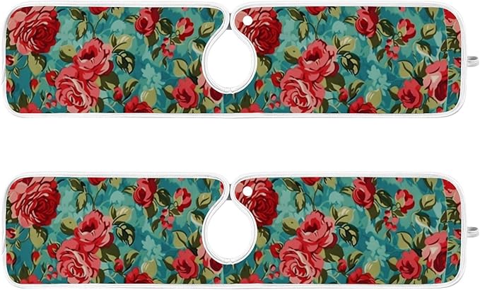 Kitchen Faucet Absorbent Mat, Rose Water Splash Guard for Sink, Faucet Drip Catcher Thicken Sponge Microfiber Faucet Water Catcher Mat Sink Absorbent Mat for Kitchen 30x5in 2Pack