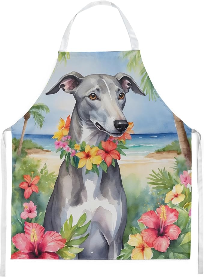 Caroline's Treasures Greyhound Luau Apron Cooking Kitchen Server Baking Crafts Gardening for Adult Women Men, Unisex, Large, Multicolor