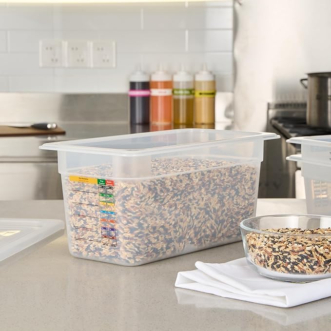 Restaurantware Food Storage Container 10 Pack of 12.7 x 6.8 x 5.9 Inches Plastic Stackable Storage Box White Reusable Label Container Dishwasher Safe For Restaurants And Kitchens