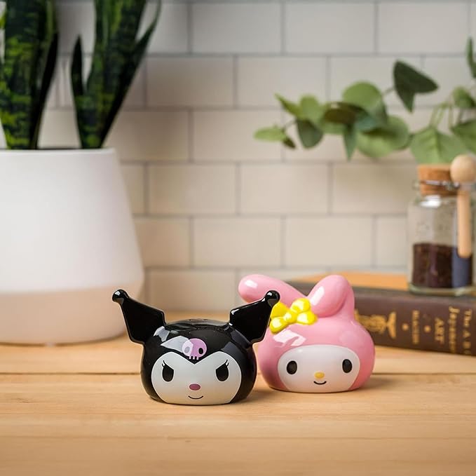 Silver Buffalo Sanrio Hello Kitty and Friends My Melody And Kuromi 3D Sculpted Ceramic Salt and Pepper Shaker Set