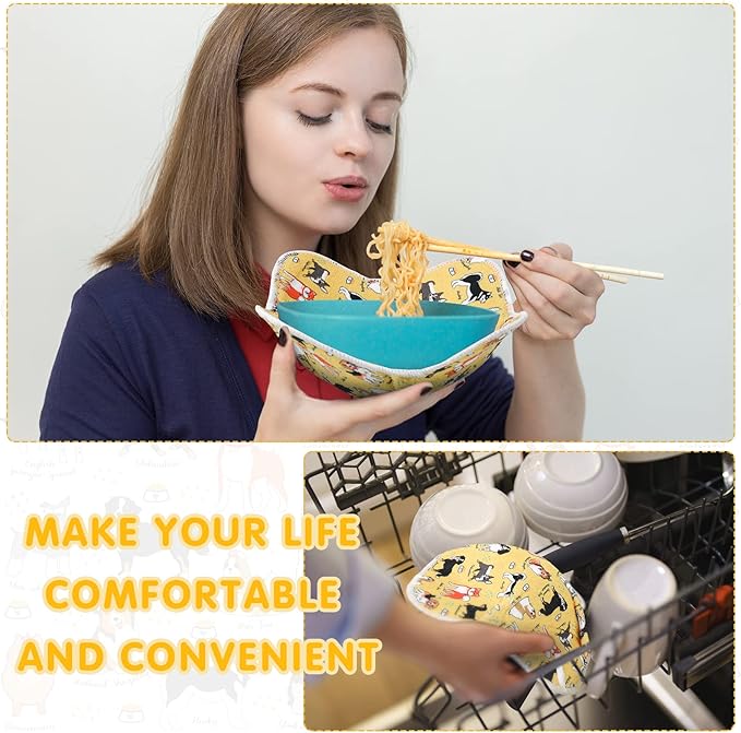 Cunhill Microwave Bowl Holders 4 Pcs Bowl Potholders Hot Holder Multipurpose Hot Heat Proof Plate Holder Pot Holders for Kitchen Supplies(Dog Style, Yellow)