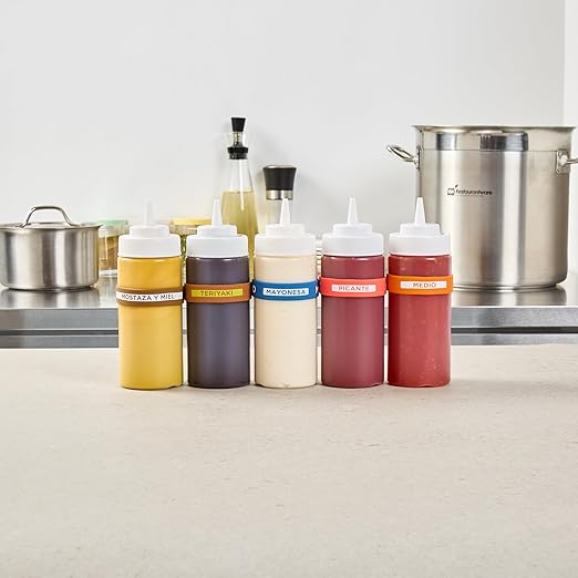 Restaurantware Silicone Squeeze Bottle Band 10 Count 2.75 Inch Dishwasher Safe Condiment Identification Band, Mayo Blue Non-Slip Label Band for Condiment Labeling at Restaurants, Food Trucks