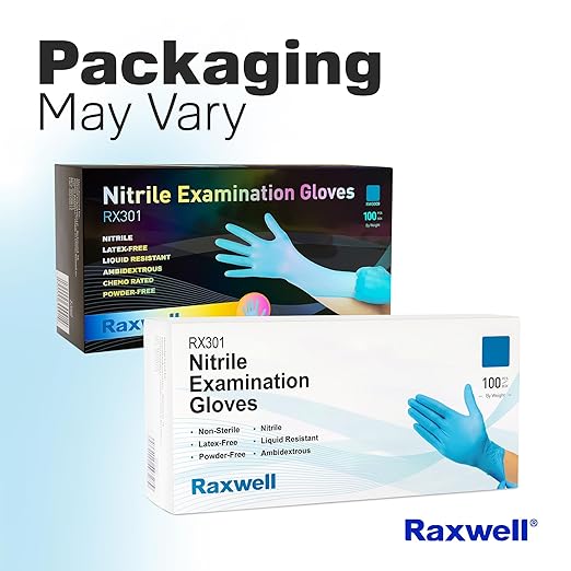 Raxwell Nitrile Gloves - X-Large, 100 Count, 4 Mil - Powder-Free & Latex-Free Protection for Medical Gloves - Textured Grip for Food Handling & Cleaning Gloves