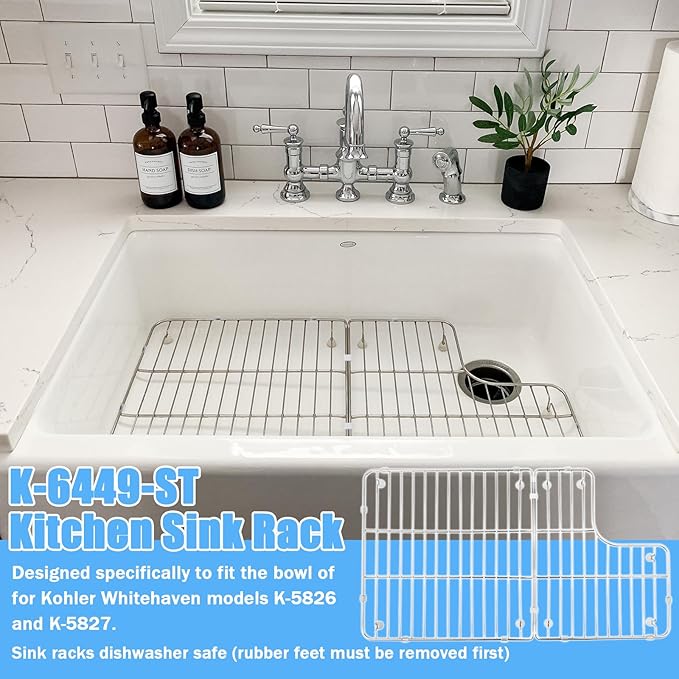 K-6449-ST Kitchen Sink Rack, 26.18'' x 14.76'' for Kohler Whitehaven K-5826 and K-5827 Sink