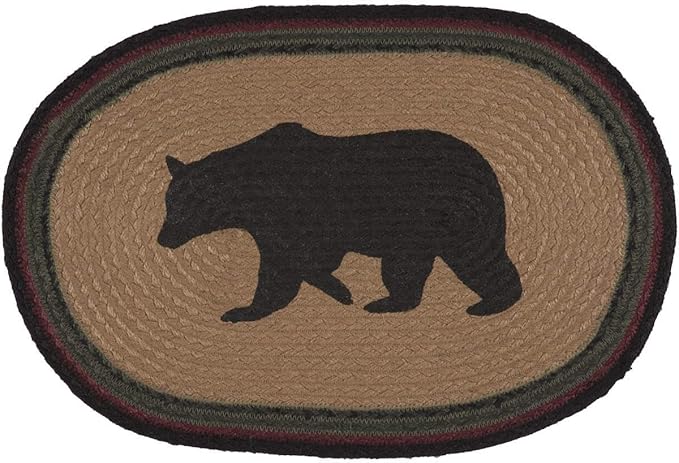 Wyatt Stenciled Bear Jute Placemat Oval Set of 6 12x18