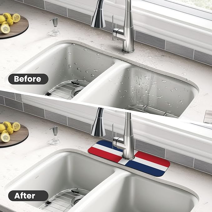Dominican Republic Printed Faucet Absorbent mat, Suitable for bathrooms, Kitchens, and Other Sink Areas.