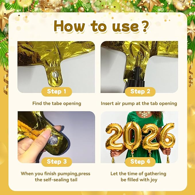Gold 2026 Balloons, Jumbo 40 Inch Foil 2026 Number Balloons, Grad Balloons for Class of 2026 Graduation Party, Gold Matellic Foil New Year Birthday Home Office Party Supplies