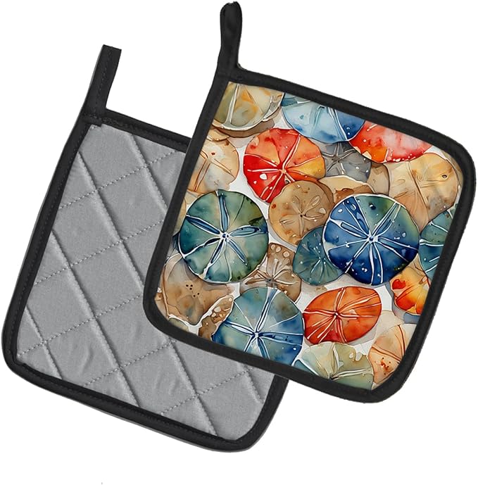 Caroline's Treasures Sand Dollars Pair of Pot Holders Kitchen Heat Resistant Pot Holders Sets Oven Hot Pads for Cooking Baking BBQ, 7 1/2 x 7 1/2