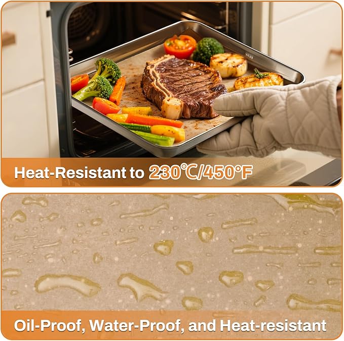 200Pcs 9x13 Inch Unbleached Parchment Paper Sheets for Baking, Pre-Cut, Non-Stick Parchment Paper for Baking, Cooking, Grilling, Air Fryer, Half Sheet Baking Sheets for Baking Cookies, Cooking, Oven