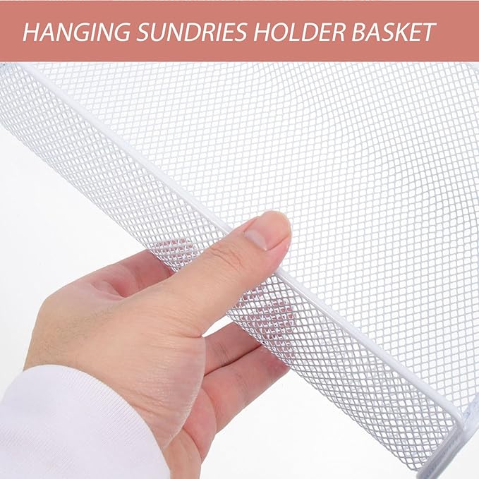 Ipetboom Bedside Hanging Organizer Basket Mesh Storage for Dormitory Home Office Space-saving Sundries Basket for College Essentials Easy to Use