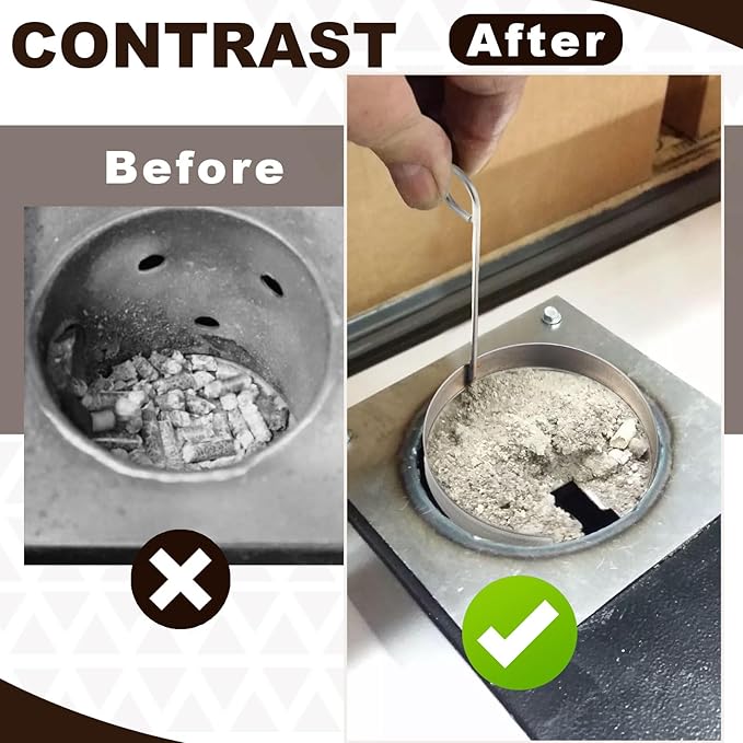 Reallnaive 2 Pcs Ash Remover Compatible with Pit Boss Camp Chef Pellet Grill Burn Pot Stainless Steel Pellet Grill Burn Pot Cleaning Accessories Ash Away Remover for Burner Gridiron (Thin Handle)