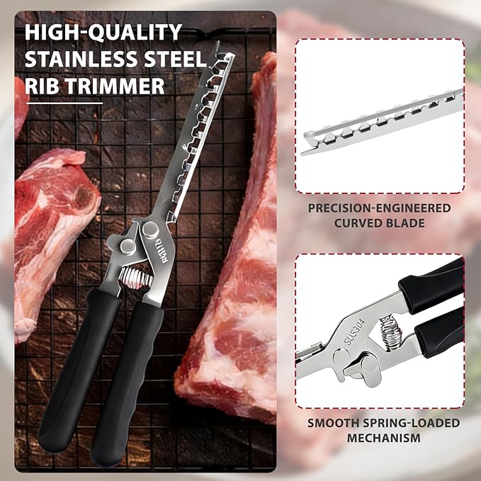 Rib Membrane Removal Tool - High Duty Premium Stainless Steel BBQ Prep Kit for Effortless Grilling, Membrane Remover for Ribs