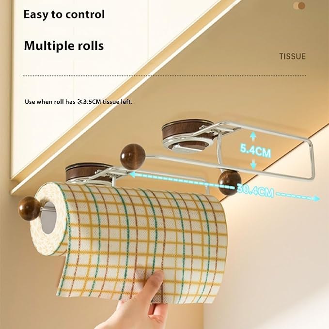 Space Efficient Kitchen Paper Towel Organizers Suction Wall Mount Rustproof Stainless Steel Wood Materials Stainless Steel Towel Rack