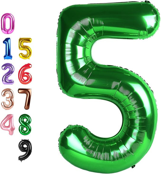 Balloons 5 Number, Dark Green Balloon Numbers for Girls Boys 40 Inch Happy Birthday Decorations for 5 15 25 2025 Graduation Wedding Anniversaries