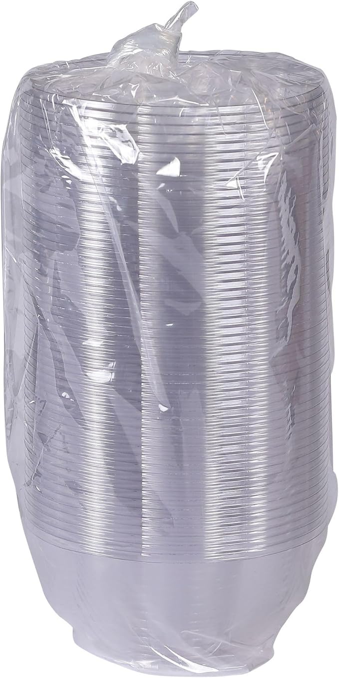 ECO PRODUCTS Compostable Clear PLA Plastic 32oz Salad Bowl No Lid, Case of 300, Disposable Round To Go Cold Food Containers, Lids Sold Separately, Renewable PLA Material Made from Plants, ASTM, BPI