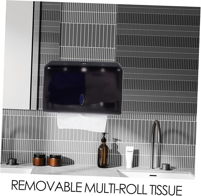 Cabilock Wall-Mounted Tissue Dispenser for Bathroom and Kitchen No Drilling Paper Towel Holder Storage Box Sturdy Plastic Suitable for Home and Commercial Use