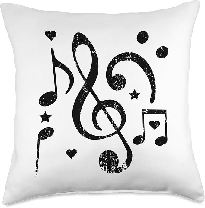 music singing hobby bass clef sheet music Musician Design Treble Clef Musical Notes Throw Pillow, 18x18, Multicolor
