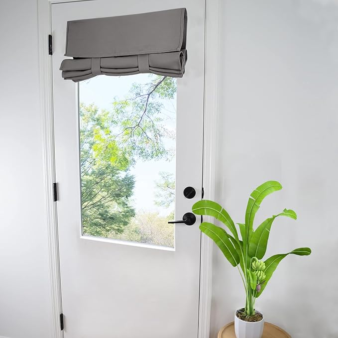 WdFour French Door Curtain - Blackout Thermal Insulated Door & Window Cover for Front/Side Doors - Noise Reducing & Energy Saving - Dark Gray, 34x40 Inches, 1 Panel