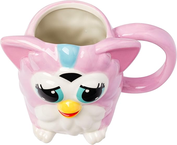 Silver Buffalo Furby Pink Ceramic 3D Sculpted Mug, 20 Ounces