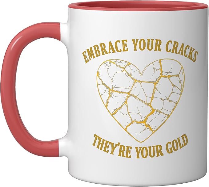 Pottery Kintsukuroi Japanese Artistry Kintsukuroi Kintsugi Ceramic Mug, Red/White
