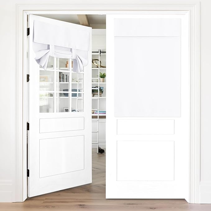 NICETOWN Short Curtain for Window Covering, Pure White French Door Curtain for Bathroom Room Darkening Thermal Insulated Tricia Door Shades for Small Windows, Single Panel, 26 x 40 Inches