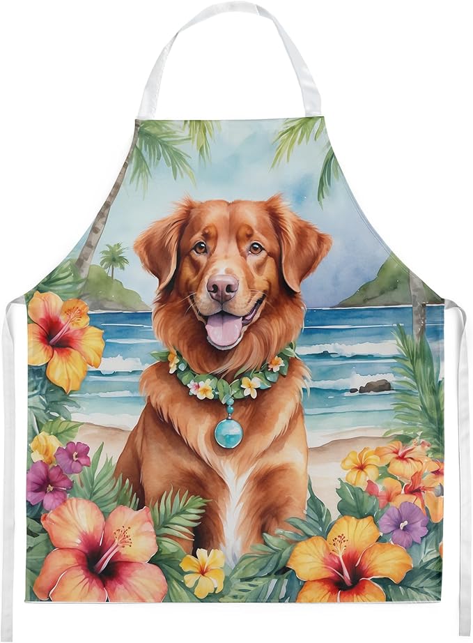 Caroline's Treasures Nova Scotia Duck Tolling Retriever Luau Apron Cooking Kitchen Server Baking Crafts Gardening for Adult Women Men, Unisex, Large, Multicolor