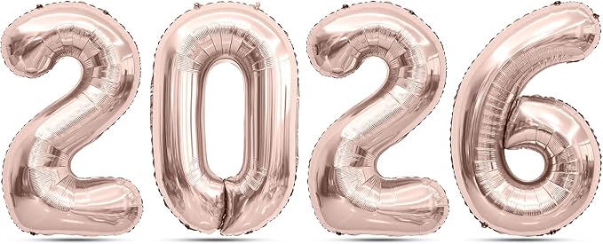 2026 Rose Gold Balloons 42 Inch Rose Gold Foil 2026 Balloon Numbers For New Years Balloons New Years Eve Party Supplies Nye Decorations Happy New Year Decorations 2026 Graduation Decorations