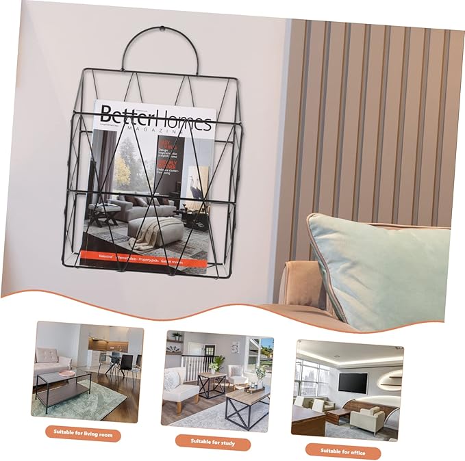 Hanging Wall Files Magazine Holder Decorative Wire Mounted Storage Baskets for Organizing Magazines Books Newspapers Office Home Bedroom Living Room