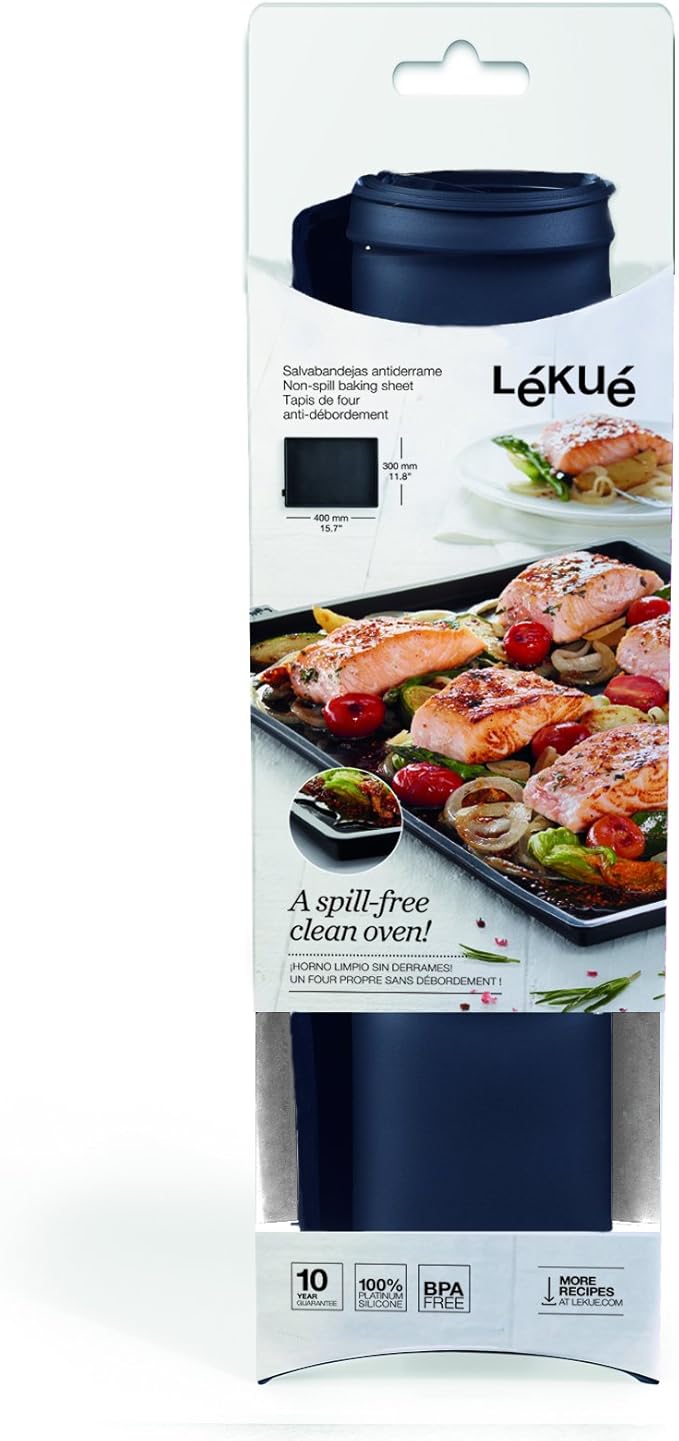 Lekue 12 by 16-Inch Non-Spill Baking Sheet, Black