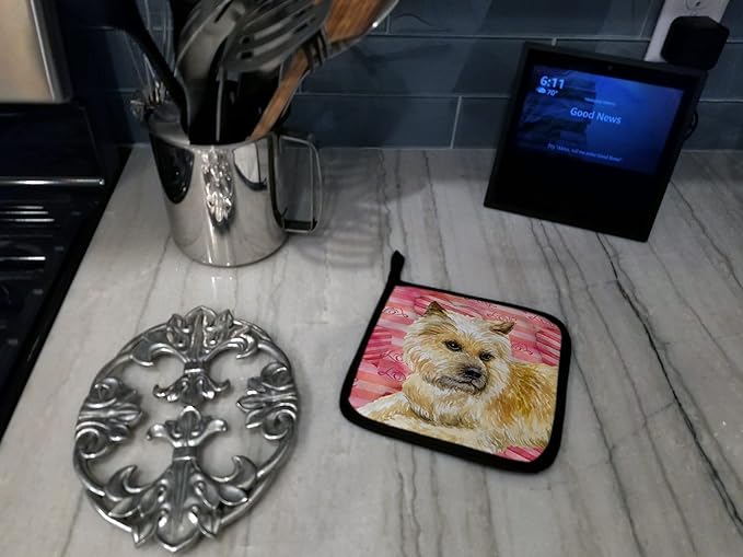 Caroline's Treasures BB9777PTHD Cairn Terrier Love Pair of Pot Holders, Red Kitchen Heat Resistant Pot Holders Sets Oven Hot Pads for Cooking Baking BBQ, 7 1/2 x 7 1/2