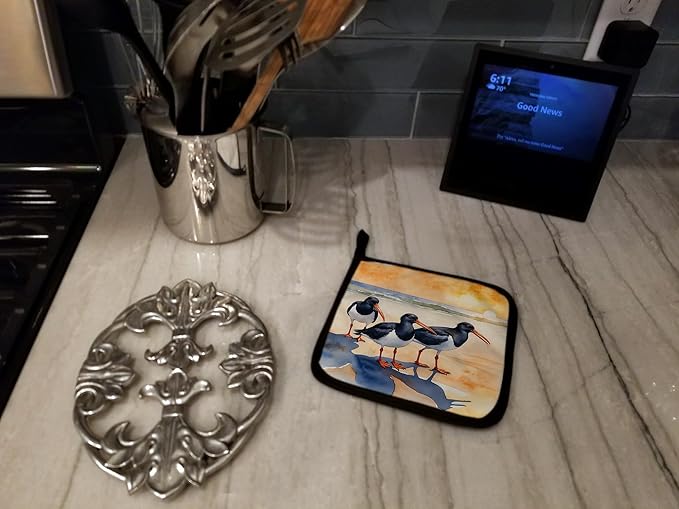 Caroline's Treasures Oystercatchers Foraging Pair of Pot Holders Kitchen Heat Resistant Pot Holders Sets Oven Hot Pads for Cooking Baking BBQ, 7 1/2 x 7 1/2