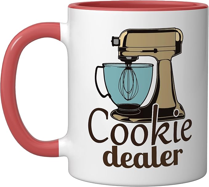 Cookie Dealer, Men Women Baking Cooking, Pastry Chef, Baker Ceramic Mug, Red/White
