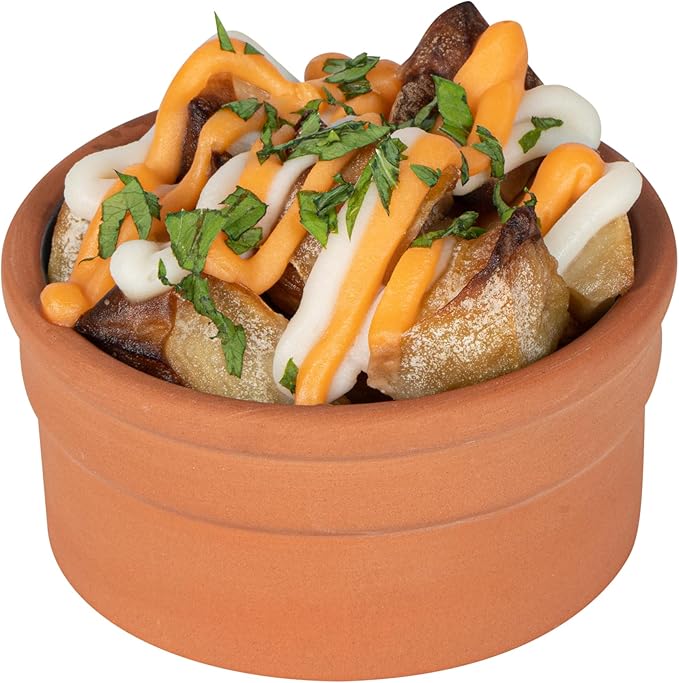 Restaurantware-Terra Tek 5.1 Ounce Terracotta Cazuelas, 2 Blue Glazed Clay Pots For Cooking - Oven-Ready, Microwavable, Terracotta Serving Pots, Dishwashable, For Cooking And Serving