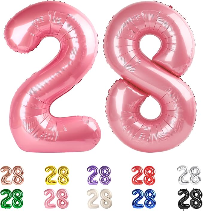 Numbers 28 Balloons, 40 In Big 28 Balloons, 28th Pearl Pink Party Decorations for Girl Boys Wedding, Engagement, Celebration Party, Graduations, Photo Shoot