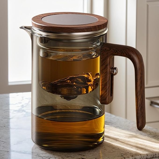 Glass Teapot, 600ml Strainer Kettle, Loose Brewing Pot with Firm Build, Kitchen Fixture with Solid Design, 5.75x5.51 inches Reliable Gear, Longtail Accessory for Home Tea Room Restaurant Brewing